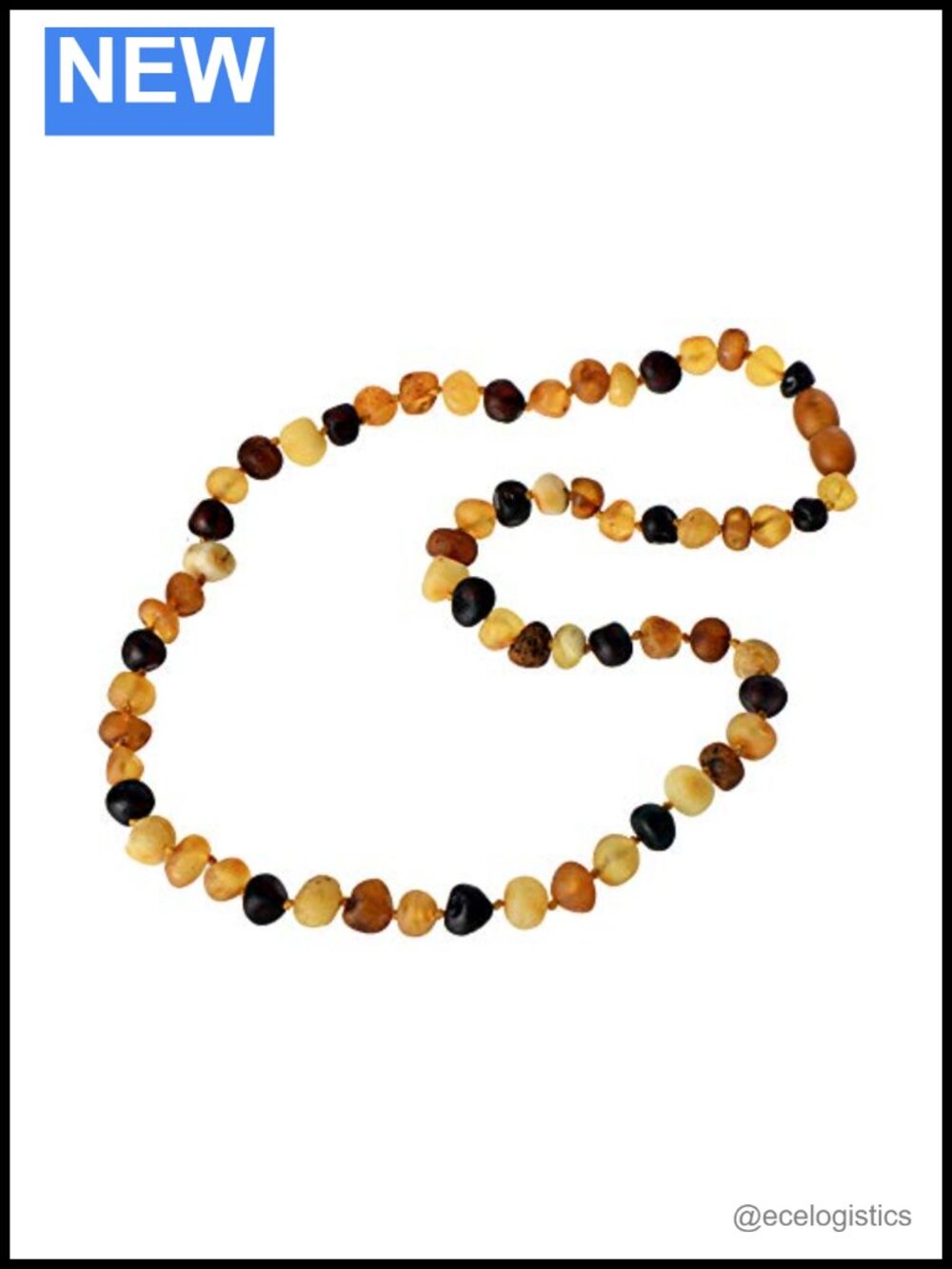 Raw Baltic Amber Necklace Unpolished Baroque Bead Screw Clasp 17.7" Wellness
